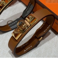 Good Taste Hermes Rivale Mini bracelet 7 in Swift Leather and Studs HS010407 Brown 2025