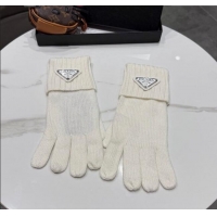 Good Taste Prada Knit Gloves PR010501 White 2026