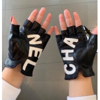 Top Grade Chanel Lambskin Gloves with Letters 0105 Black/White 2026