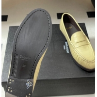 Stylish Saint Laurent Le Loafers Penny Slippers in Eel Embossed Leather Yellow 1215003