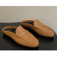 Pretty Style Saint Laurent Le Loafer Mules in Calf Leather Brown Yellow 1215019