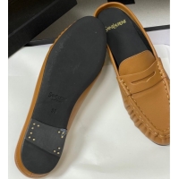 Pretty Style Saint Laurent Le Loafer Mules in Calf Leather Brown Yellow 1215019