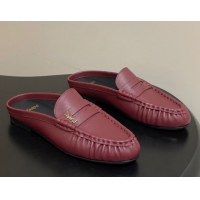 Grade Saint Laurent Le Loafer Mules in Calf Leather Red 1215020