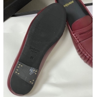 Grade Saint Laurent Le Loafer Mules in Calf Leather Red 1215020