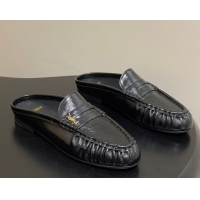 Purchase Saint Laurent Le Loafer Mules in Oil Leather Black 1215021