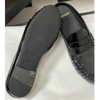 Purchase Saint Laurent Le Loafer Mules in Oil Leather Black 1215021