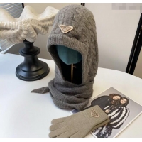 Promotional Prada Knit Scarf and Gloves Set PR010502 Coffee 2026