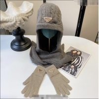 Promotional Prada Knit Scarf and Gloves Set PR010502 Coffee 2026