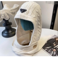 Famous Brand Prada Knit Scarf and Gloves Set PR010502 White 2026