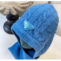 Top Grade Prada Knit Scarf and Gloves Set PR010502 Blue 2026