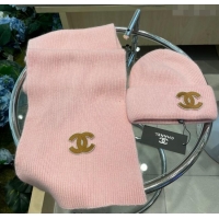 Promotional Chanel Knit Hat and Scarf Set CH010514 Pink 2026