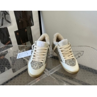Stylish Golden Goose Women’s Ball Star Sneakers in nappa leather and wool with silver glitter 51031050