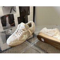 Classic Hot Golden Goose Women’s Ball Star Sneakers in beige shearling wool with white leather star 1031053