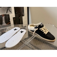 Charming Golden Goose Women’s Ball Star Sabots Sneaker in black nappa leather and wool with silver star 51031055