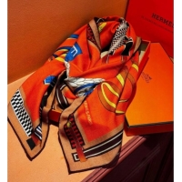 New Design Hermes Cashmere Silk Letters Equestres Shawl Scarf 140x140cm H1502 Orange 2026