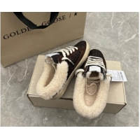 Perfect Golden Goose Women's Super-Star Sabots Sneaker in Suede and Strass Brown GGDB103103 1031059