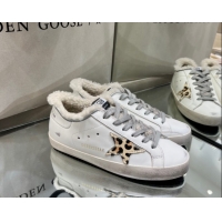 Sophisticated Golden Goose Women's Super-Star Sneakers in White Leather and Wool with Printed Star GGDB103104 1031060