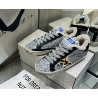 Good Quality Golden Goose Women's Super-Star Sneakers in Silver Glitters and Wool GGDB103105 1031061