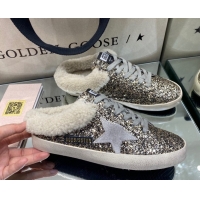 Best Price Golden Goose Women's Super-Star Sabots Sneaker in Gold Glitter and Wool GGDB103111 1031066