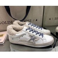 Pretty Style Golden Goose Women's Super-Star Sneakers in White Leather and Wool GGDB103112 1031068