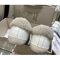 Pretty Style Golden Goose Women's Super-Star Sneakers in White Leather and Wool GGDB103112 1031068