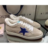 Hot Style Golden Goose Women's Super-Star Sneakers in Beige Suede and Wool GGDB103114 1031074