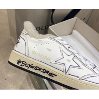 Unique Style Golden Goose Women's Super-Star Sneakers in White Leather and Wool GGDB103115 1031075