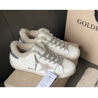 Popular Style Golden Goose Women's Super-Star Sneakers in White Leather and Wool GGDB103124 1031084