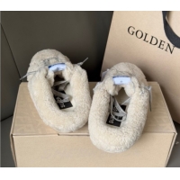 Golden Goose Women's Super-Star Sabots Sneaker in Beige Wool with Silver Glitter Star GGDB103118 1031078