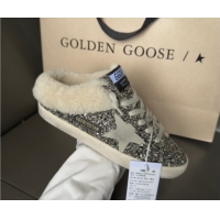 Most Popular Golden Goose Women's Super-Star Sabots Sneaker in Silver Glitter and Wool GGDB103119 1031079