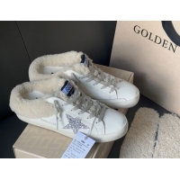 Purchase Golden Goose Women's Super-Star Sabots Sneaker in White Leather and Wool with Silver Glitter 2025 GGDB103121 10