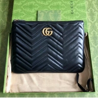 Grade Design Gucci GG Marmont Leather Pouch Clutch Bag 476440 Black