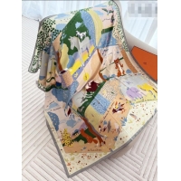 Super Quality Hermes Cashmere Silk Le Livre d'Esope Shawl Scarf 140x140cm H1508 Green 2026 Top