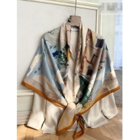 Low Cost Hermes Cashmere Silk Le Livre d'Esope Shawl Scarf 140 H1509 Orange 2026 Top
