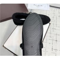 Good Quality Alaia Ballet Flats in Suede and Shearling 2026 AL102901 Black