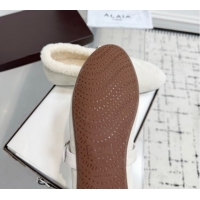 Grade Quality Alaia Ballet Flats in Suede and Shearling 2026 AL102901 White