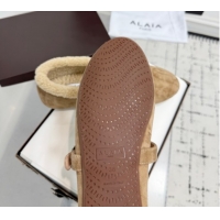 Luxurious Alaia Ballet Flats in Suede and Shearling 2026 AL102901 Camel