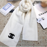 Buy Discount Chanel Cashmere Wool Long Scarf 30x175cm CH010603 White 2026