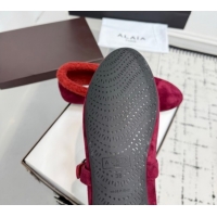 Charming Alaia Ballet Flats in Suede and Shearling 2026 AL102901 Red