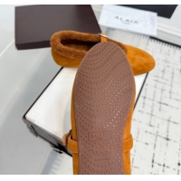 Sumptuous Alaia Ballet Flats in Suede and Shearling 2026 AL102901 Yellow