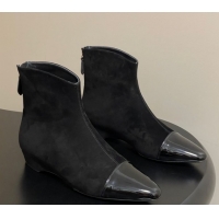 Original Cheap Alaia Suede and Patent Leather Ankle Boots Black AL102902 1029109