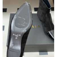 Original Cheap Alaia Suede and Patent Leather Ankle Boots Black AL102902 1029109