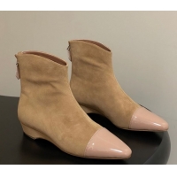 Buy Luxury Alaia Suede and Patent Leather Ankle Boots Beige AL102902 1029110