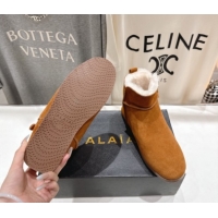 Perfect Alaia Suede and Wool Flat Ankle Boots Yellow AL102903 1029112