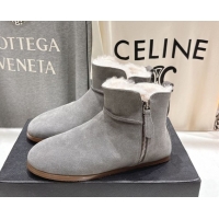 Good Looking Alaia Suede and Wool Flat Ankle Boots 2026 AL102903 Grey