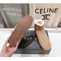 Grade Alaia Suede and Wool Flat Ankle Boots 2026 AL102903 Light Beige