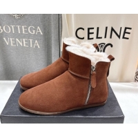 Feminine Alaia Suede and Wool Flat Ankle Boots 2026 AL102903 Brown