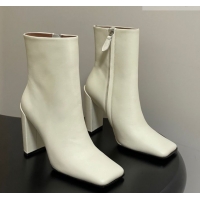 Sophisticated Alaia Square Heel Ankle Boots 10cm in Calf Leather 2026 AL102904 White
