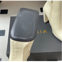 Sophisticated Alaia Square Heel Ankle Boots 10cm in Calf Leather 2026 AL102904 White