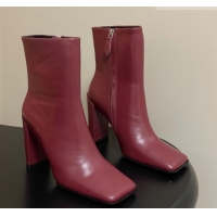 Stylish Alaia Square Heel Ankle Boots 10cm in Calf Leather 2026 AL102904 Red
